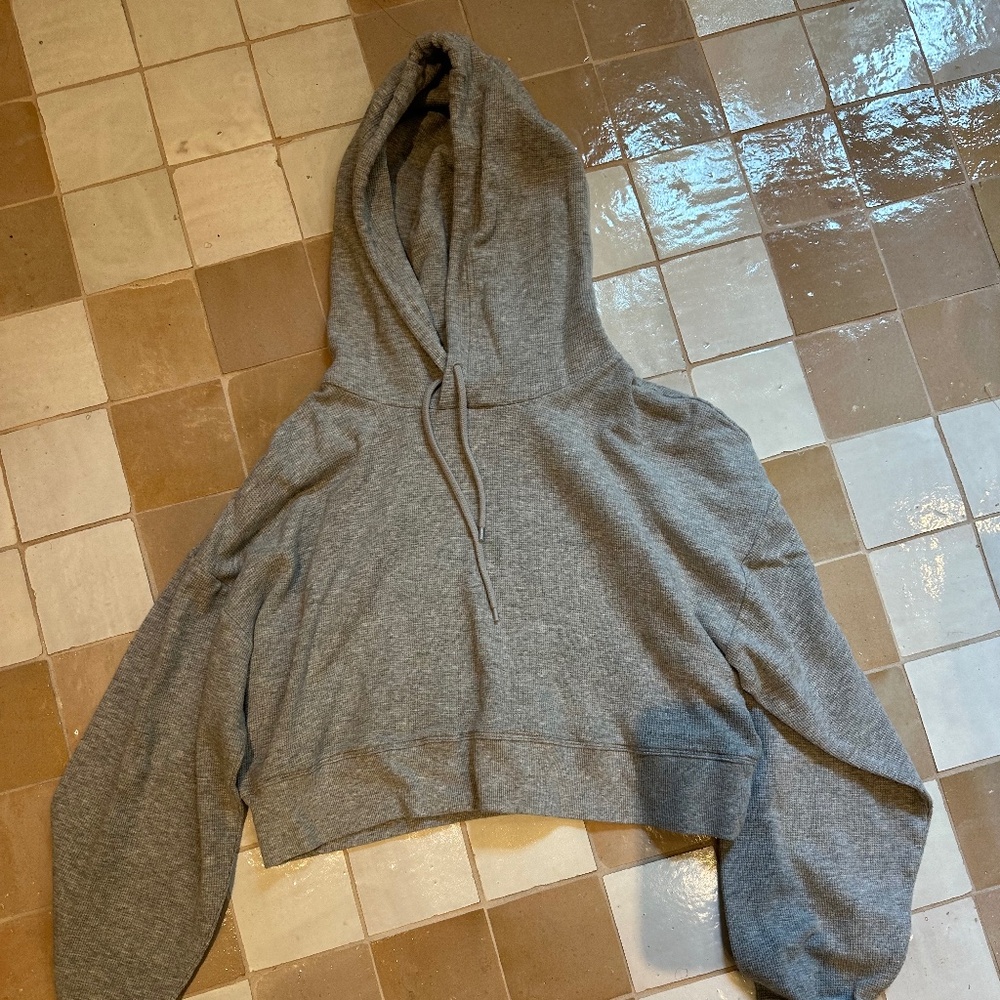 Sunday Best Cropped Waffle Knit Hoodie